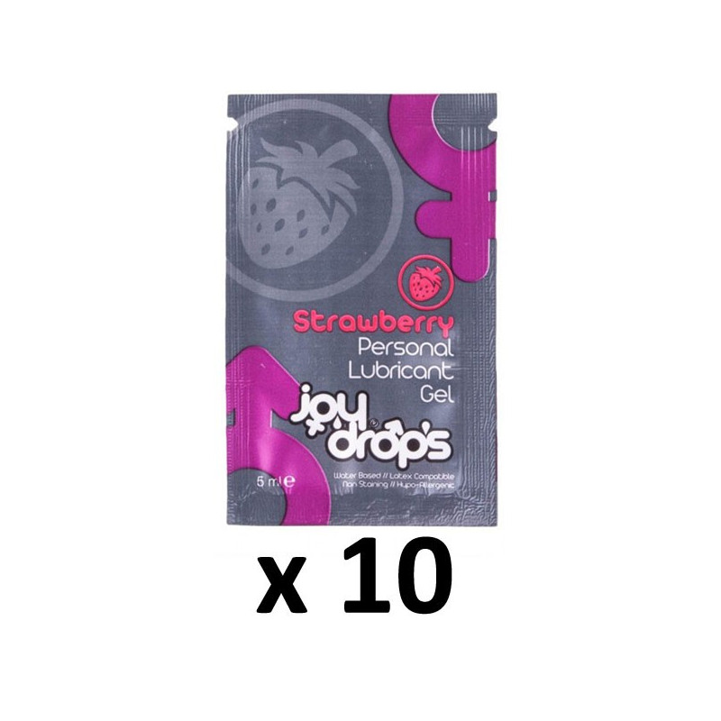 Joy Drops Lot de 10 dosettes Lubrifiant Arôme Fraise 5mL